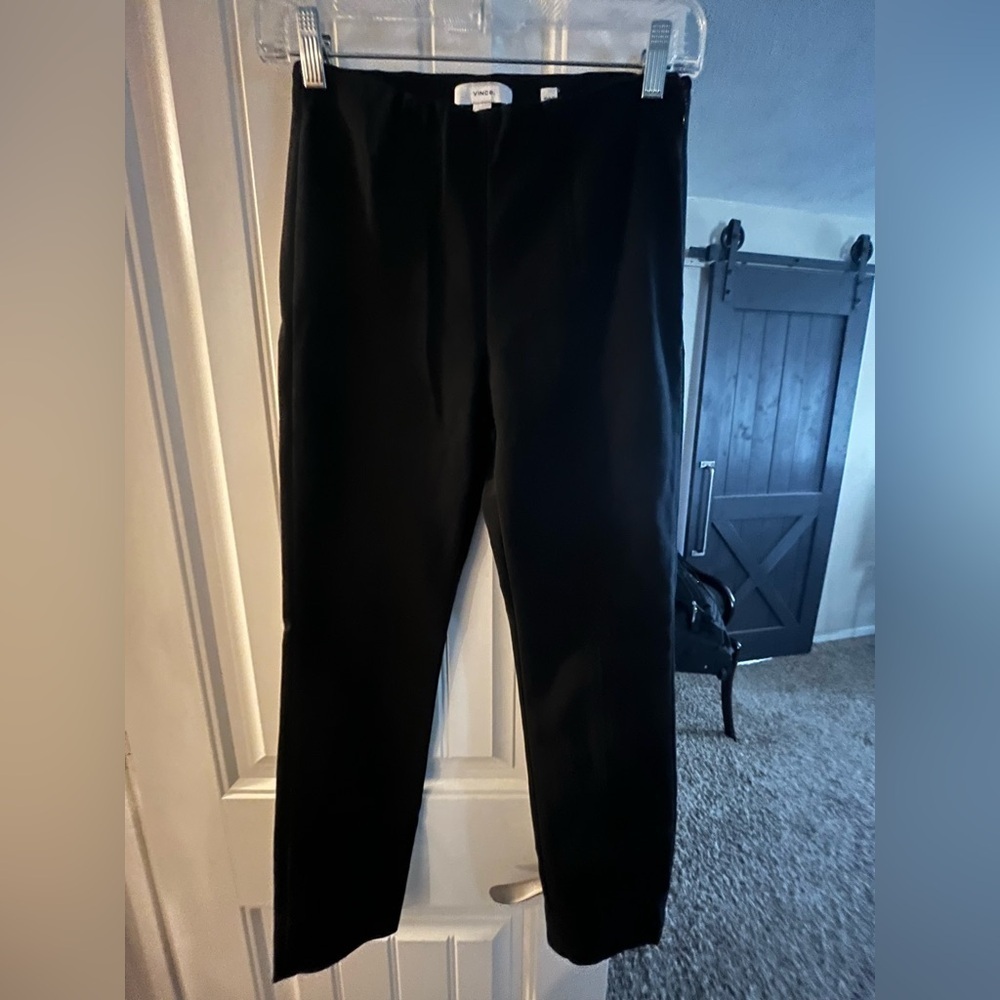 Vince Skinny Cropped Side Zip Black Pants, size Small